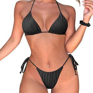 Women String Bikini Set Tie Side Thong  Swimsuit